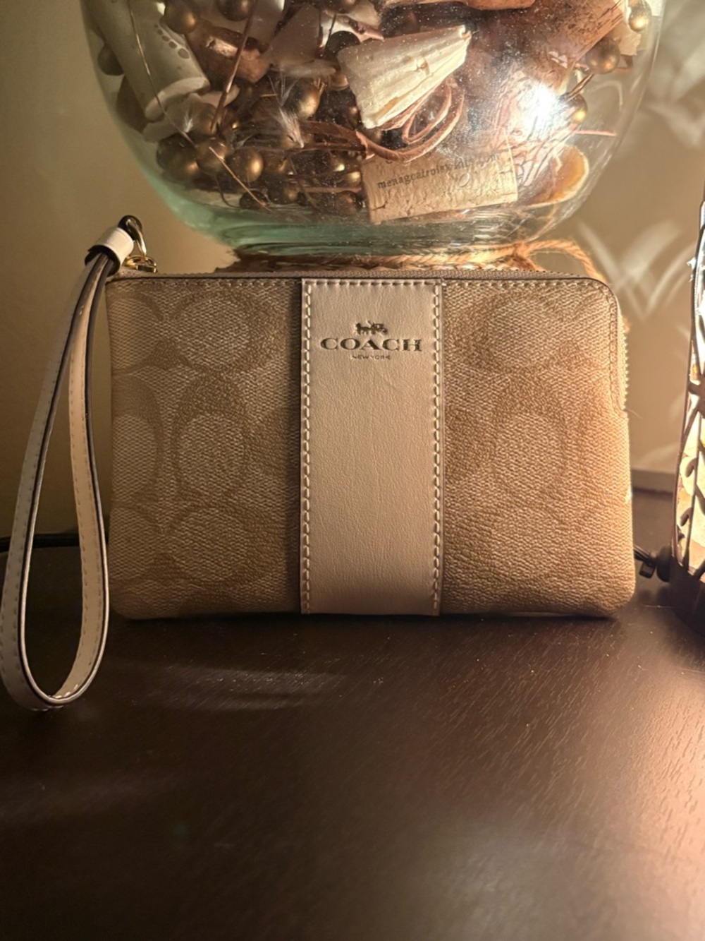 COACH Tan Signature Wristlet